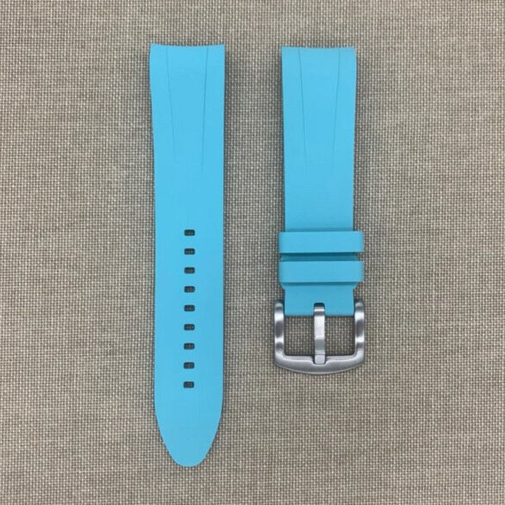 Tempomat 21mm Blue Rubber Strap Fits Rolex Oyster Perpetual 41mm Datejust 41mm